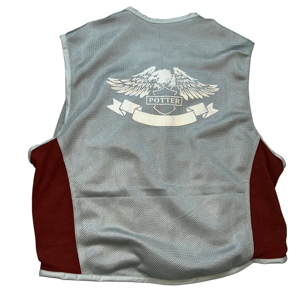 Six Gear Men's Motorcycle Mesh Vest Size L 46 Gray Red Armored Biker Riding Zip - Picture 3 of 11